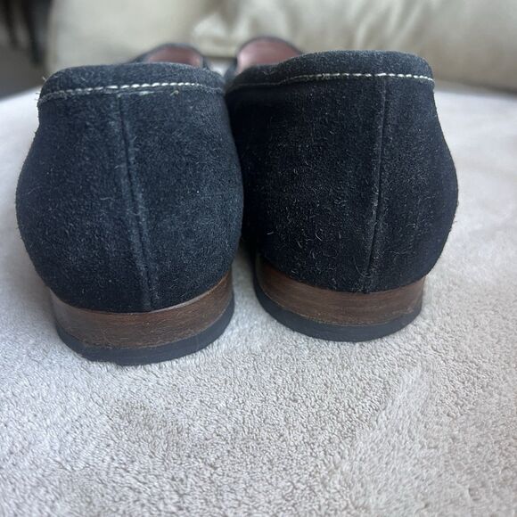 Prada Black Suede Cream White Stitching Loafer Flat Women EU 38 US 7.5-8 Classic - Picture 10 of 15